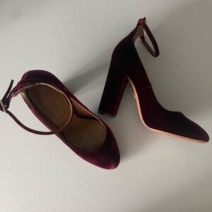 Aquazzura Alix Burgundy Velvet Heels mary Jane